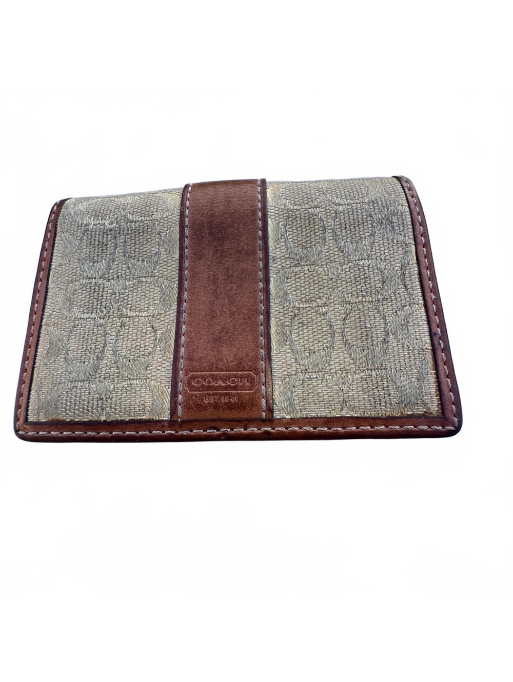 Coach Men's Signature Canvas and Leather Card Holder Wallet